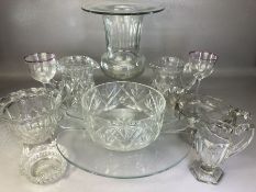 Collection of vintage glassware and art glass to include pair of tall stemmed wine glasses by