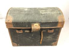 Large vintage travel trunk by Bick Brothers, Cheltenham, with initials D.C.M to each end, approx