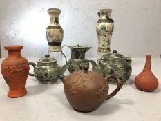 Collection of Chinese vases and teapots, eight in total