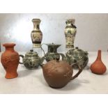 Collection of Chinese vases and teapots, eight in total