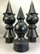 Architectural salvage: Three cast iron finials, two approx 55cm, one approx 40cm, possibly from a