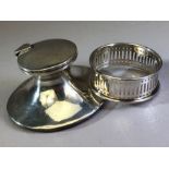 Silver Hallmarked items to include an Edwardian Silver inkwell and a boxed Silver hallmarked