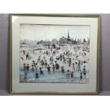 L.S. LOWRY, framed print 'At the Seaside', approx 60cm x 50cm