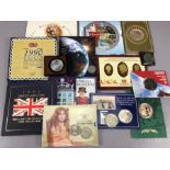 Collection of Uncirculated Proof coin sets to include Concorde $5, Millennium five pound coin,
