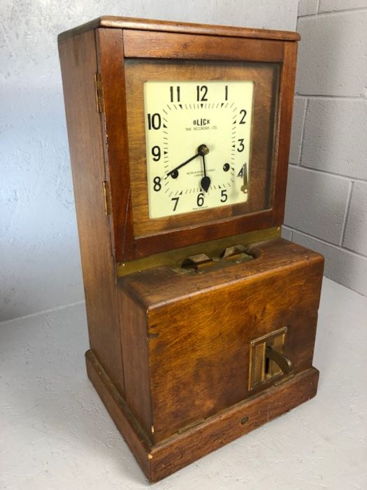 Blick Time Recorder Ltd clocking in clock, approx 69cm in height. Provenance: originally from the - Image 4 of 5