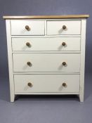 Modern painted chest of five drawers 90x42x98cm tall