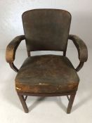 Vintage metal-based desk chair with leather seat, back and arm rests