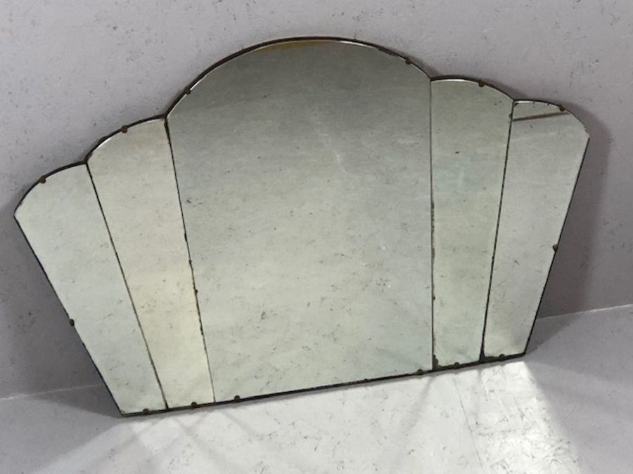 Art Deco fan-shaped mirror, approx 90cm x 60cm - Image 4 of 4