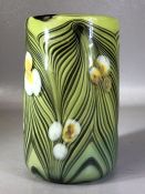 George Elliott of Bewdley art glass vase, green swirled design, signed to base, approx 16cm in
