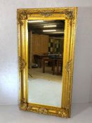 Extra large ornate gilt framed bevel edged mirror, approx 95cm x 185cm tall