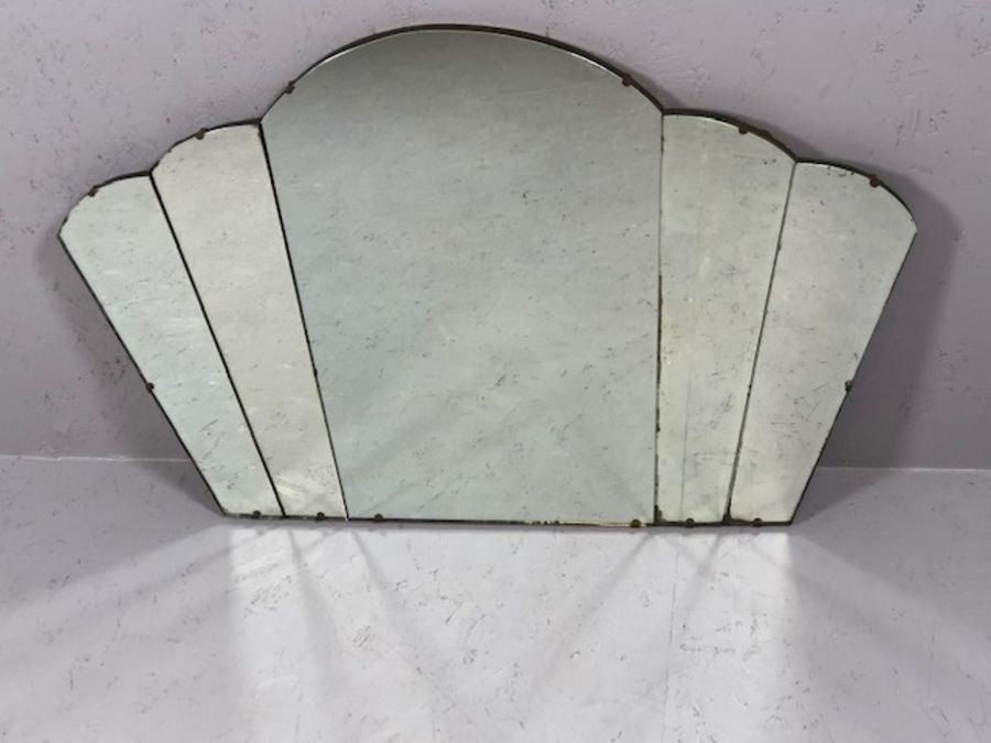 Art Deco fan-shaped mirror, approx 90cm x 60cm