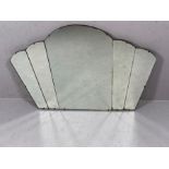 Art Deco fan-shaped mirror, approx 90cm x 60cm