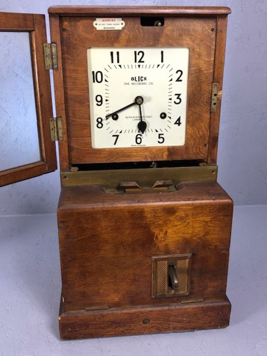 Blick Time Recorder Ltd clocking in clock, approx 69cm in height. Provenance: originally from the - Image 2 of 5