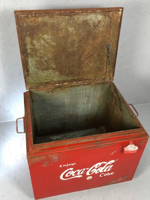 Vintage metal Coca Cola style metal cooler box with bottle opener to front, approx 46cm x 37cm x - Image 3 of 5