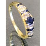 14ct hallmarked Gold Sapphire and Diamond ring size 'T'