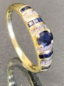 14ct hallmarked Gold Sapphire and Diamond ring size 'T'
