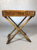 Vintage style butlers tray on stand with inscription 'Brighton and Hove' and a picture of Brighton