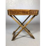 Vintage style butlers tray on stand with inscription 'Brighton and Hove' and a picture of Brighton