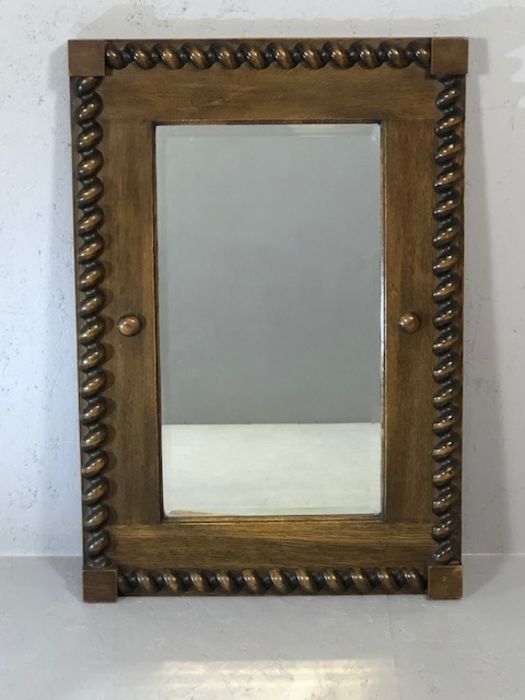 Arts & Crafts Oak Bevel edge Mirror approx 56 x 83cm