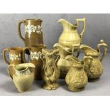 Good collection of nine ceramic jugs and vases to include parianware examples, possibly Davenport,