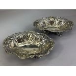 Pair of Victorian Hallmarked London 1895 Bon Bon dishes with pierced decoration marked Row Lands and