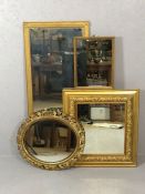 Collection of four gilt framed mirrors, the largest approx 126cm x 54cm