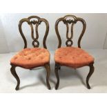 Pair of antique button seated chairs on cabriole front legs