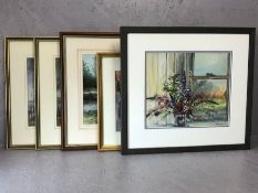 ANNE WILLIAMS two watercolours: 'Somerset Wetlands' and 'Hey Tor, Dartmoor', each approx 35cm x