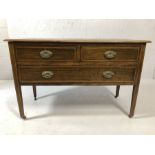 Edwardian inlaid low chest on legs with original castors