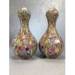 Pair of Chinese double gourd shaped vases, each approx 34cm tall