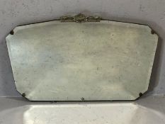 Vintage bevel edged mirror with applied metal decoration, approx 65cm x 41cm