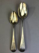 Two Georgian Hallmarked Silver spoons the larger dated 1793, the other 1818 by Thomas Streetin