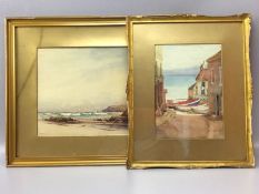 G BULGIN (20th Century), watercolour of a coastal scene, approx 35cm x 25cm, along with a further