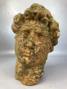 Hollow bust of Michael Angelo's David in weathered Terracotta approx 28cm tall