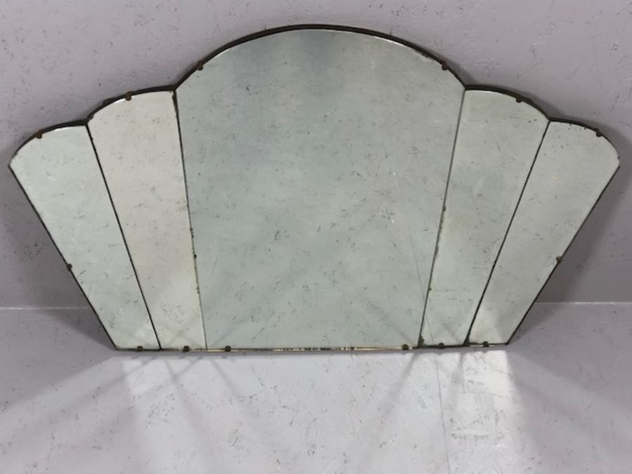 Art Deco fan-shaped mirror, approx 90cm x 60cm - Image 2 of 4