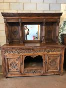 Impressive Oak Court Cupboard with intricately carved detailing, the recessed section having central