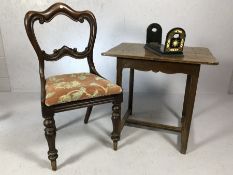 Jointed oak table with a charming Victorian chair and folding bone and brass extendable bookends