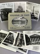 Collection of 20 vintage black and white miniature photographs of Paris in presentation envelope