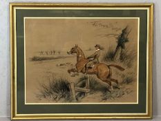 BASIL NIGHTINGALE (1864 - 1940), 'Fine Carrying On', charcoal and watercolour on buff paper, signed,