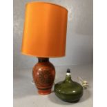 Pair of Mid Century style lamps, the smaller by pottery maker Honiton