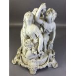 Copeland Blanc de Chine lamp base depicting three women, approx 25cm in height, impressed mark to