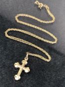 9ct Gold necklace with crucifix