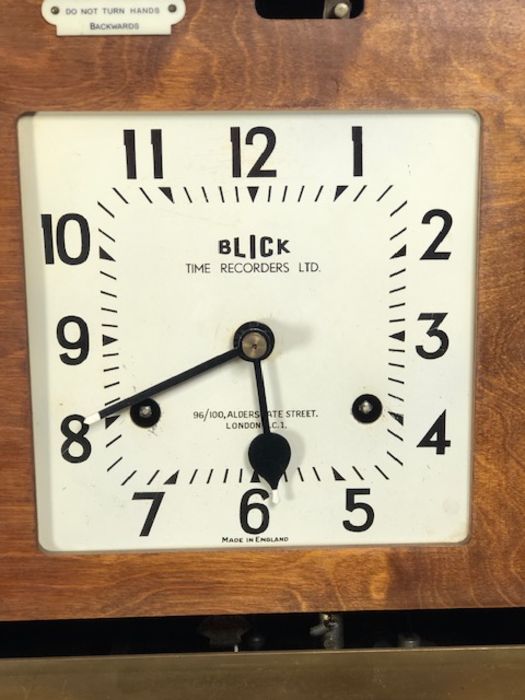 Blick Time Recorder Ltd clocking in clock, approx 69cm in height. Provenance: originally from the - Image 3 of 5