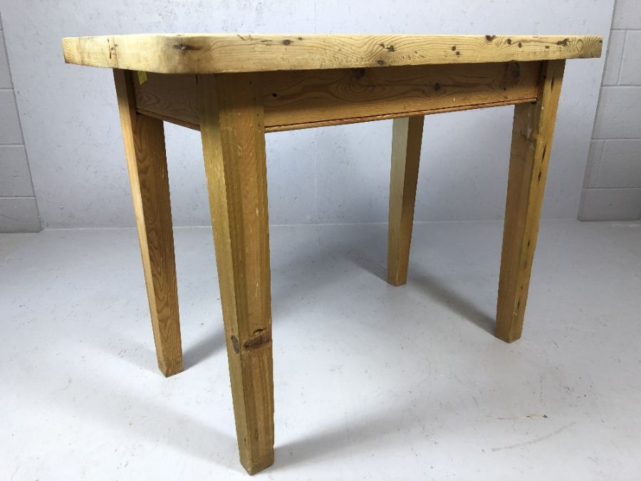 Small pine table and two pine chairs, table approx 1060x 62 x 8o cm tall - Image 4 of 4