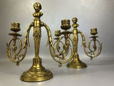 Pair of 19th century Brass Articulated Renaissance Revival candlesticks with stepped bases and