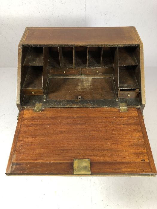 Victorian bureau on legs with fall front, two Pidgeon holes and drawers, approx 72cm x 53cm x 94cm - Image 3 of 5