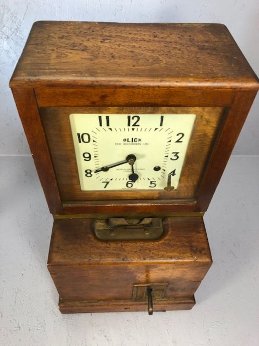 Blick Time Recorder Ltd clocking in clock, approx 69cm in height. Provenance: originally from the - Image 5 of 5