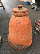 Terracotta rhubarb forcer with lid, approx 48cm tall