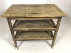 Rustic two tier wooden trolley on castors