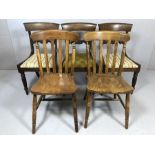 Collection of five chairs, three with upholstered seats